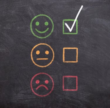 Icônes smileys avec le visage heureux coché.