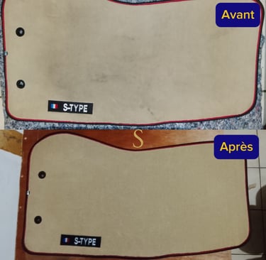 Avant et après nettoyage tapis auto jaguar s-type beige clair