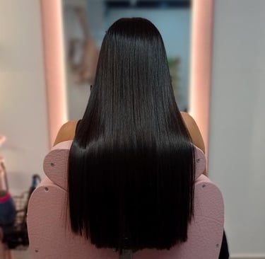 Cabello después de tratamiento capilar en Namabi, salón de belleza en Sopó