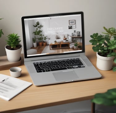 A clean, modern office desk with a laptop and a cup of coffee, symbolizing quick and professional website creation.