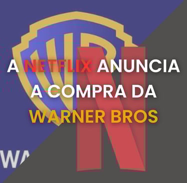 Logo da warnerbros dividida com a logo da Netflix.