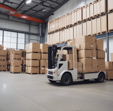 Bulk shipments of organic agricultural products ready for warehouse delivery.