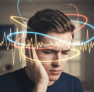 representación del tinnitus o zumbido de oído en un paciente jóven