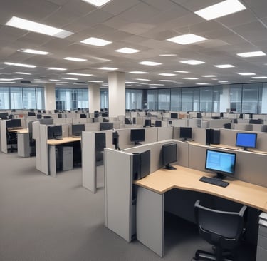 A sleek, modern office workspace with a laptop, notepad, and coffee cup, symbolizing professional back office support.