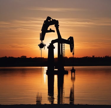 a sunset with a silhouette of a pump jacket