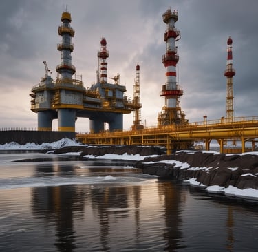 a large industrial building with a large pipework