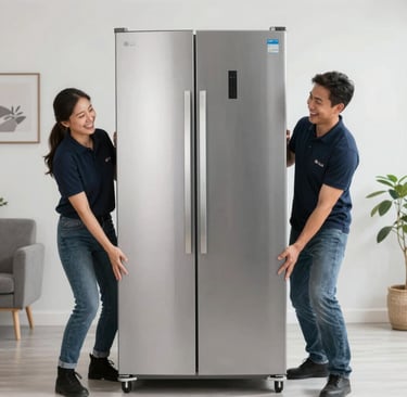 Close-up of a digital refrigerator display panel being inspected by a professional.