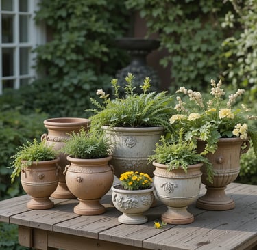 SIDUCAL Ceramic Rustic Vase, Whitewashed Terra Cotta Vase, Distressed Farmhouse Décor, Pottery Decor