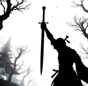 Warrior raising their blade