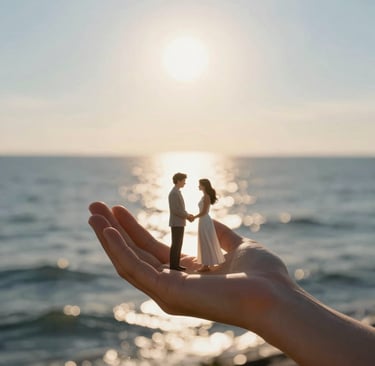 Romantic silhouette of a young couple embracing at sunset during a golden hour engagement session.