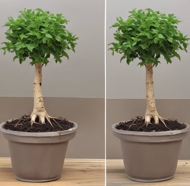 green potted plants on blue clay pots