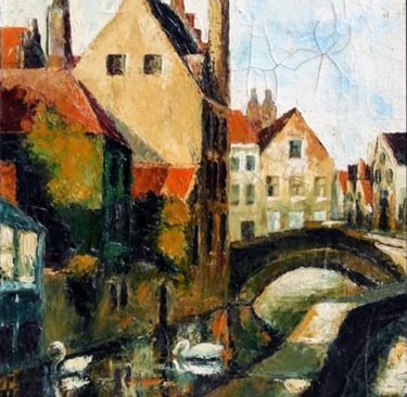 Tableau de René Hansoul "Les cygnes"