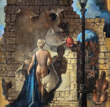 Tableau de René Hansoul "Nu dans une rue".