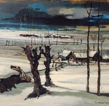 Tableau de René Hansoul "Paysage d'hiver"