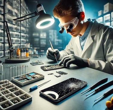 a man in a repairing smartphone