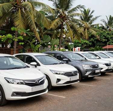 A cozy taxi interior with clean seats and a welcoming atmosphere for travelers.