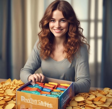 Close-up of hands analyzing sales data and product listings on a laptop screen.