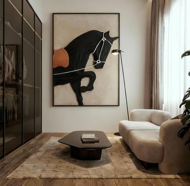 Elegant living room interior with custom modular furniture and decorative wall panel - Amuk Modular