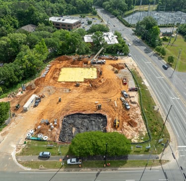 Drone image of construction site