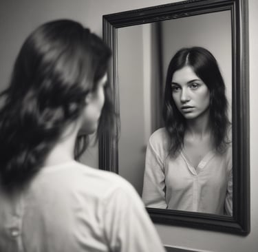 A cozy home workspace with beauty products and a laptop, soft malva accents and gold details.