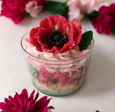Bougie gourmande artisanale cire végétale  Collection Printemps  Coquelicot sauvage