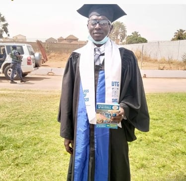 Yaya F. at his UTG graduation, Jump Finance's 1st student to graduate on a tuition installment plan