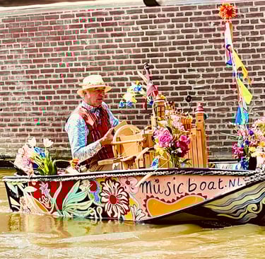 A music boat on the canals of Amsterdam