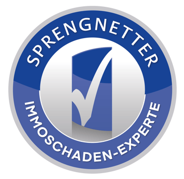 Das SPRENGNETTER Siegel "Immoschaden-Experte" untermauert die Fachkenntnis zur Bauschadenbewertung.