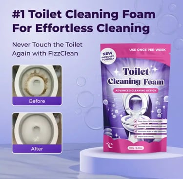FizzClean™ Splash Foam Technology Deep Cleaning a Ceramic Toilet Bowl