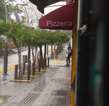 boulevard del rio Cali Colombia en una mañana de lluvia