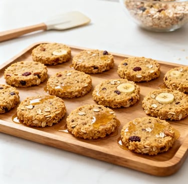 Hausgemachte Haferflocken-Bananen-Keks, frisch gebacken.