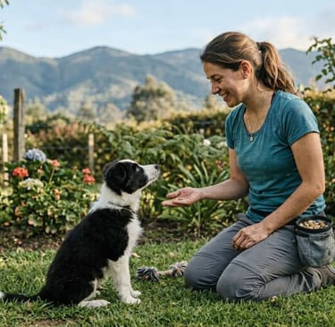 Cachorro Border Collie en entrenamiento