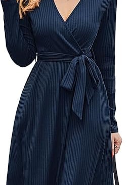V Neck Knitted Elegant Dress
