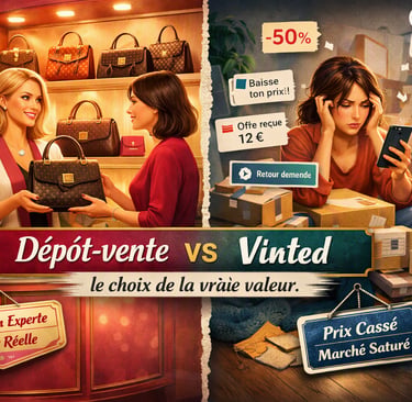 Comparatif vente sac de luxe : dépôt-vente en boutique et vente en ligne sur mobile