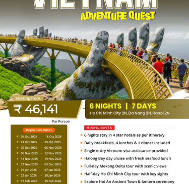 Vietnam tour package by Toshan Travels featuring Ha Long Bay, cultural heritage and scenic landscape