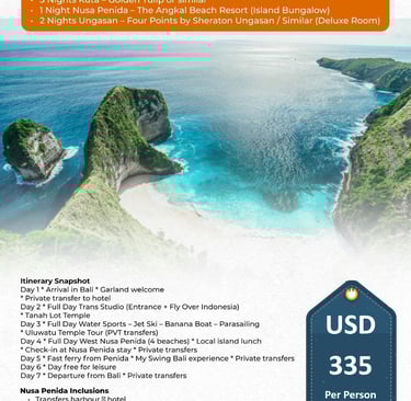Nusa Penida luxury package by Toshan Travels