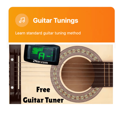Digital clip-on guitar tuner attached to an acoustic guitar for standard tuning.