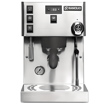 Stainless steel Rancilio Silvia Pro X espresso machine with dual boilers and digital PID display.