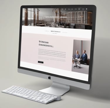 Professional business site with clean lines and elegant typography on a dark background.