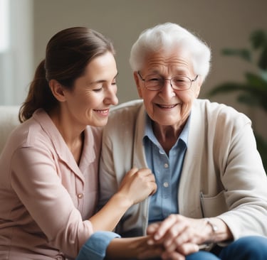 Close-up of hands holding, symbolizing trust and companionship between caregiver and senior.