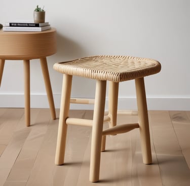 Handmade Moroccan leather and woven bags displayed on a boho wooden shelf.