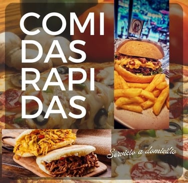 Hamburguesas, pizza, arepas rellenas, brochetas, Cajamarca