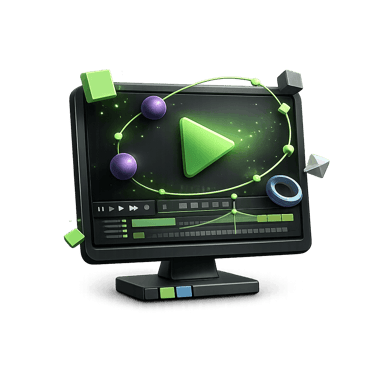 Motion design and animation icon illustrating the production stage of a motion graphics project.