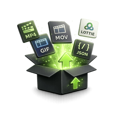 Final delivery icon showing export and delivery of motion graphics files in multiple formats.