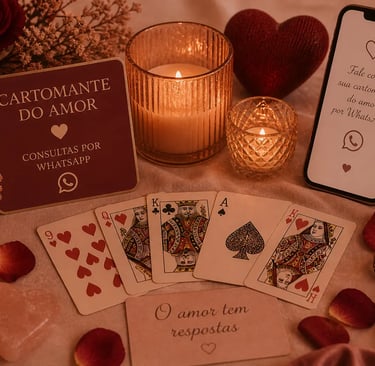 Cartomante experiente realizando consulta de amor online via WhatsApp
