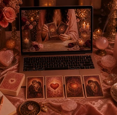 Consulta de tarot online focada em amor, relacionamento e orientações afetivas.