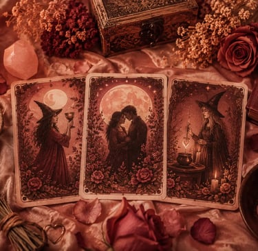 Leitura de Tarot das Bruxas para o amor realizada ao vivo por ligação de WhatsApp