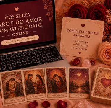 Consulta de tarot do amor online para análise de compatibilidade de casal e numerologia
