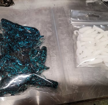 Crawdads and Grubs, packaged and ready to ship