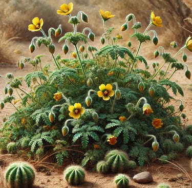 Gokshura (Tribulus terrestris) plant in natural habitat